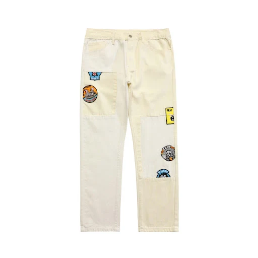 Title 9, Jeans masculinas Guochao com bordados de padrõe...
