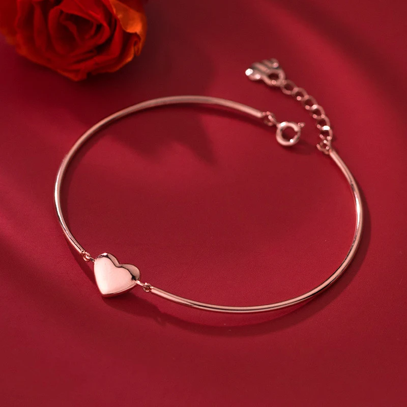 Title 1, Pulseira simples de prata brilhante, com temper...