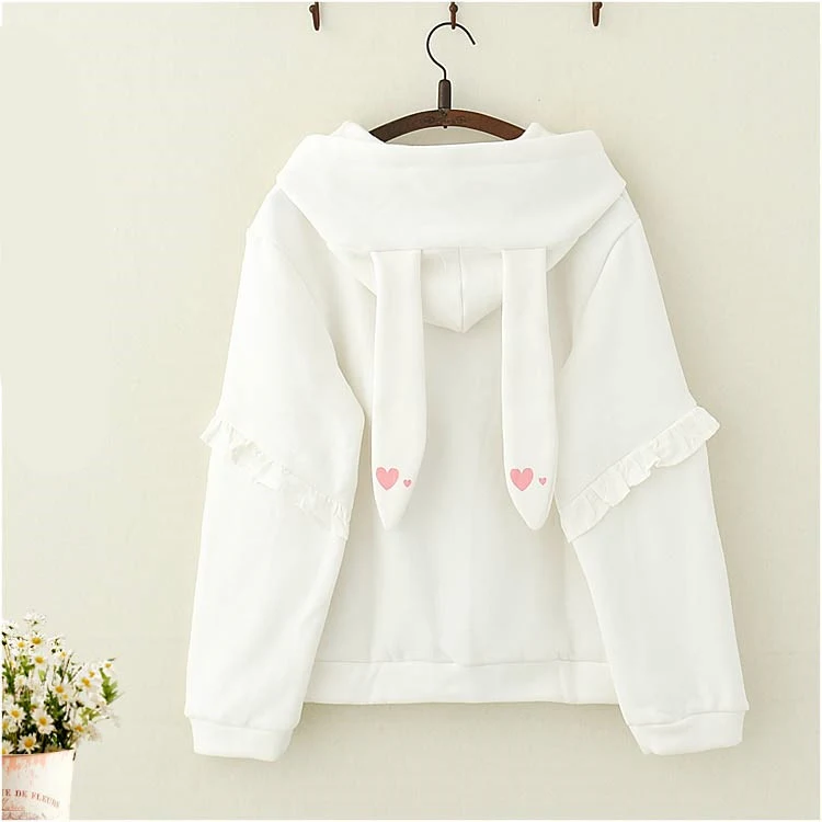 Roupas de outono e inverno para estudantes do ensino médio com orelhas fofas e suéter acolchoado de veludo — foto 1