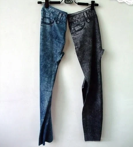 Title 1, Leggings Slim Imitação Jeans com Efeito de Neve...