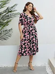 Vestido Estampado com Cintura Controlada, Modelador e Fashion Modele sua silhueta com elegância Obtenha uma silhueta esbelta e estilosa, perfeito para diversas ocasiões. — foto 1