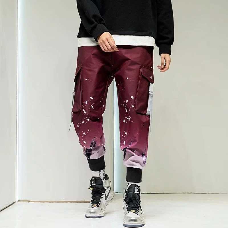 Title 4, Gradient Casual Loose Nine point Beam Pants Tre...