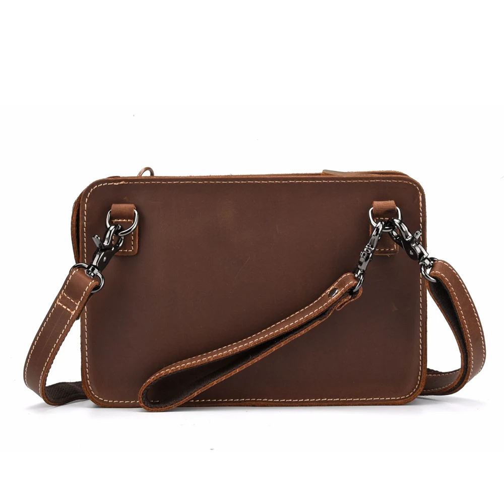 Nova Bolsa Mensageiro Retrô de Couro Bovino de Primeira Camada com Uma Alça. Elegante e durável para uso diário. Ideal para carregar seus essenciais com estilo. — foto 1