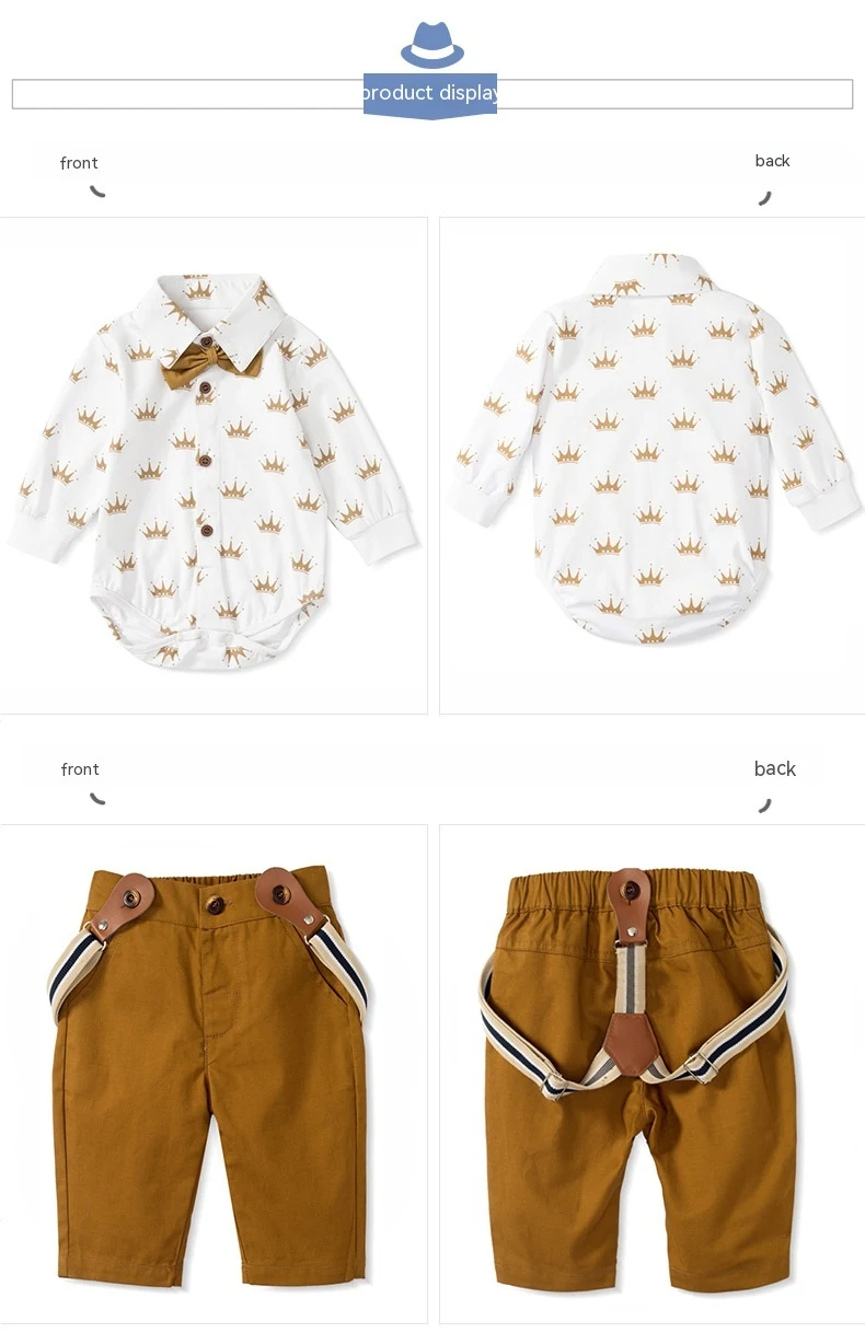 Baby Jongen Gentleman Outfit, Romper met Lange Mouwen en Broek, Ideaal voor Feestelijke Gelegenheden, Stijlvol en Comfortabel — foto 11