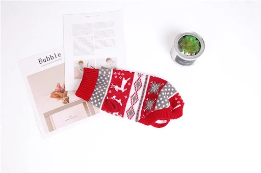 Title 9, Christmas Print Pet Dog Turtleneck Knitted Swea...