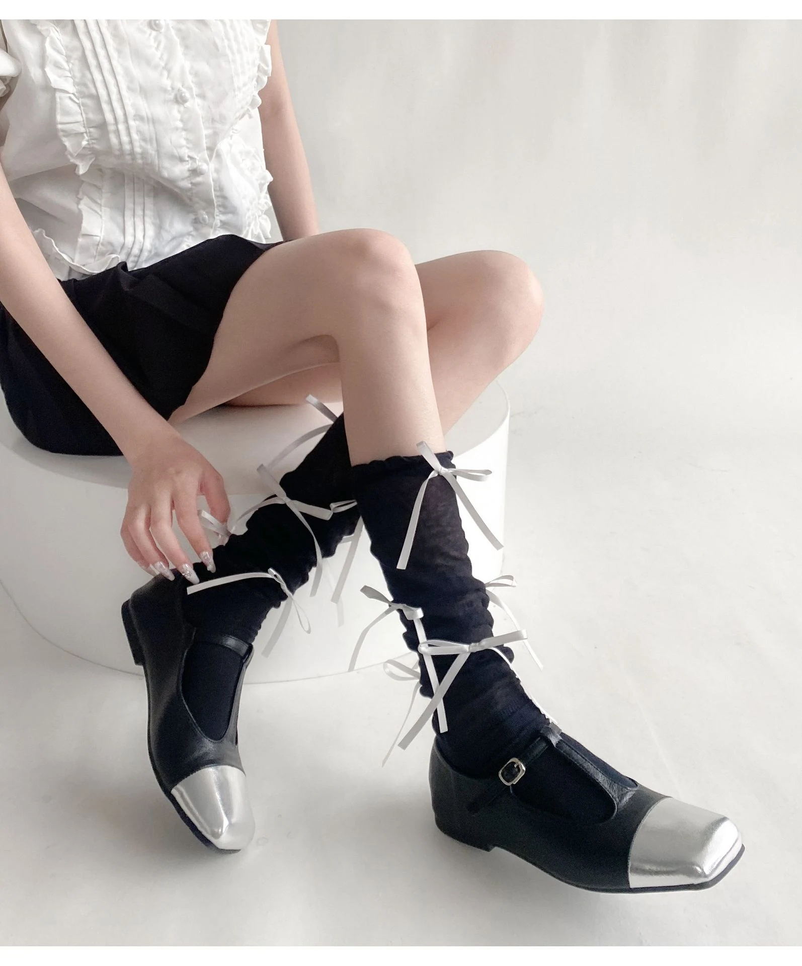 Title 12, Thin Bubble Mouth Pile Style Calf Socks with Bo...