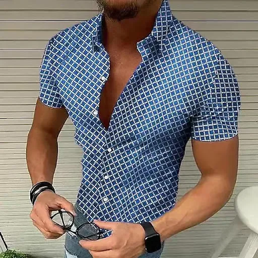 Title 6, Mens Fashion Casual Plaid Short-sleeved Shirt ...