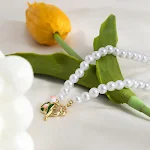 Colar de tulipas simples e elegante, com corrente de contas, modelo clavícula. Perfeito para combinar com qualquer look e ocasião. — foto 14