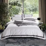 Jogo de cama de hotel branco quatro peças algodão puro estilo europeu, perfeito para noites de sono confortáveis e elegantes em hotéis. — foto 12