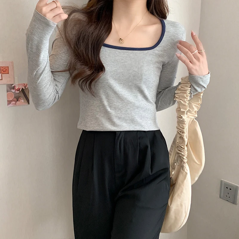 Women's Slim Fit Knitted Sweater with Square Collar and Long Sleeves, perfect for a stylish and comfortable everyday out — photo 9