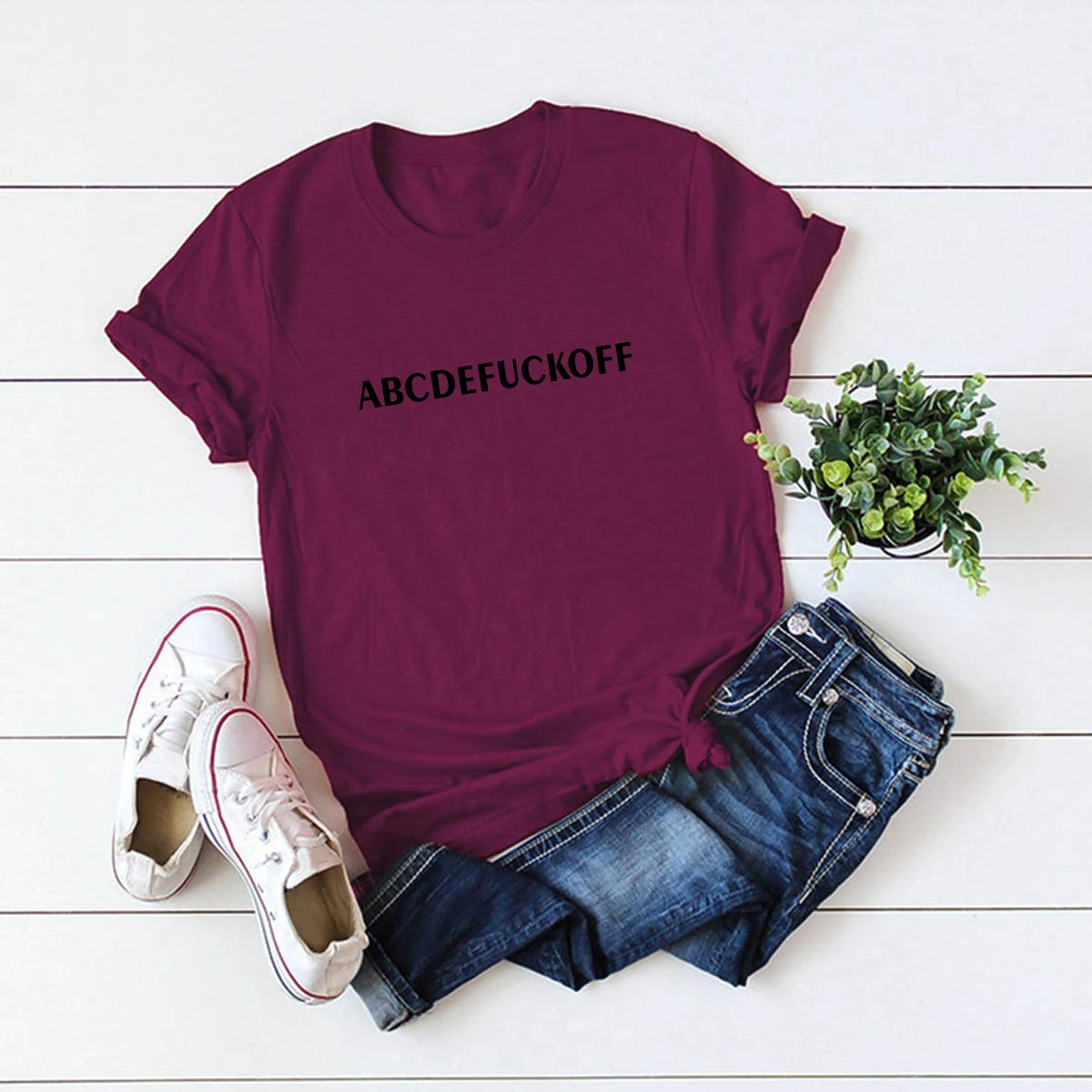 Disponibile su Amazon Wish Ebay T-shirt da donna a maniche corte con lettera di parodia europea e americana Fuck Off — foto 42