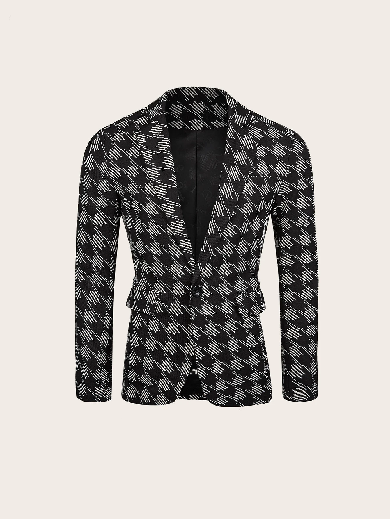 Title 7, Houndstooth Leisure Suit Trendy Tops Slim-fit P...