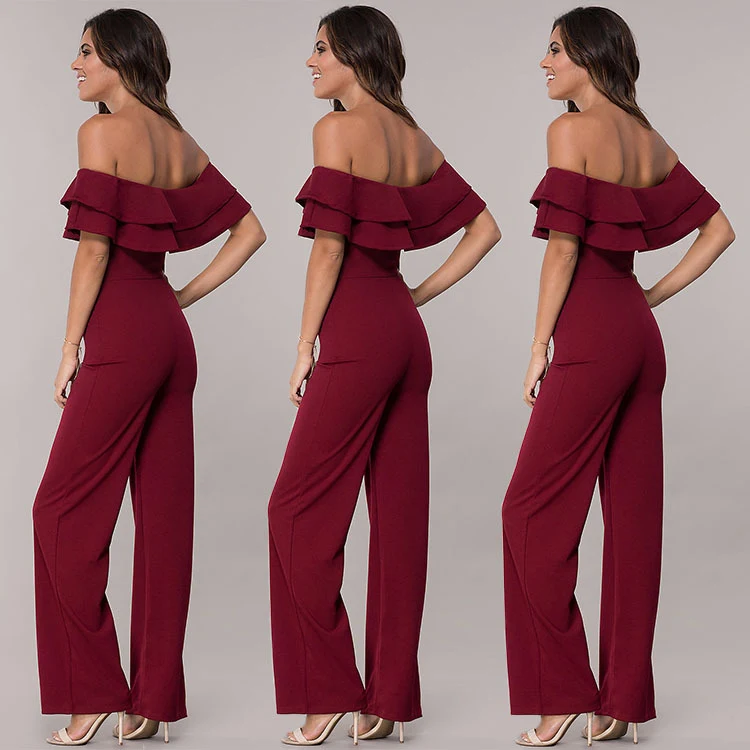 Dames casual jumpsuit effen kleur met ruches, ideaal voor een stijlvolle en comfortabele look, perfect voor dagelijks gebruik. — foto 5