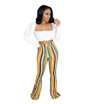 Persoonlijkheid Strepen Casual Flared Broek Zes Kleuren. Comfortabele stijl voor elke dag. Vind de perfecte pasvorm en laat je persoonlijkheid zien. — foto 9