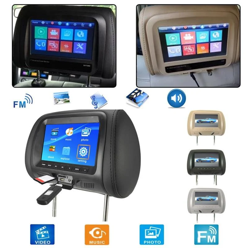 Universal 7 Inch Car Headrest MP5 Monitor with USB SD FM Player Enjoy Movies and Music on the Road. — photo 6