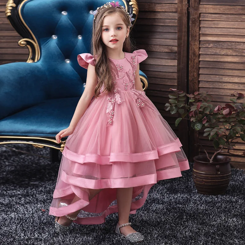 Vestido de princesa para meninas, frente curta e costas longas, ideal para damas de honra e festas. Fantasia encantadora com cauda! — foto 7
