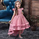 Vestido de princesa para meninas, frente curta e costas longas, ideal para damas de honra e festas. Fantasia encantadora com cauda! — foto 7
