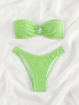 Biquíni feminino casual cor sólida com fenda. Conforto e estilo para seus dias de sol na praia ou piscina, perfeito para um visual moderno. — foto 2