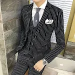 Slim-fit striped suit for men, offering a modern and stylish look. Perfect for both formal and casual occasions, providi — photo 3