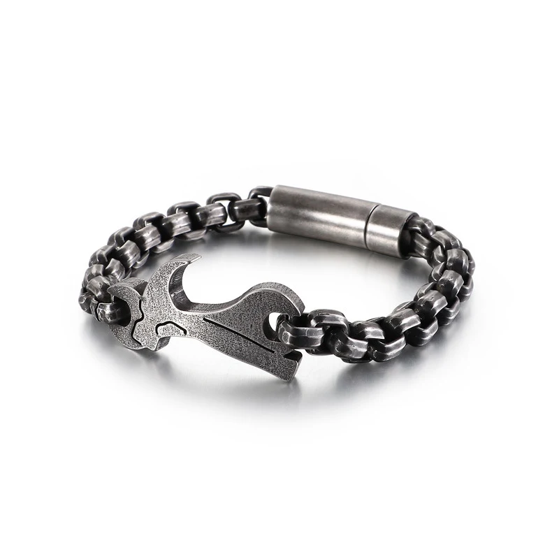 Pulseira Hip Hop Criativa de Aço Inoxidável, Design Moderno e Urbano, Resistente e Durável, Ideal para um Look Descolado e Cheio de Atitude — foto 2