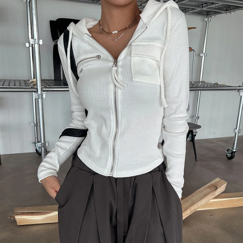 Title 10, Hooded Slim Slim Knitted Top Women