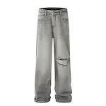 American-Style Patch Ripped Jeans, Effortless Coolness for Everyday Wear, Comfortable Fit with a Distressed Look, Perfec — photo 9