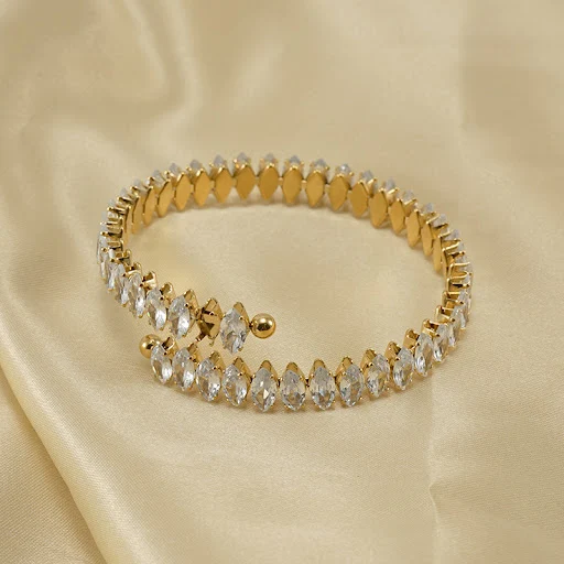 Title 6, Pulseira de Aço Inoxidável com Zircônia 18K Fas...