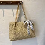 Bolsa Tote Feminina Tecida com Corrente e Lenço, Transversal e Elegante para Uso Diário. Perfeita para um Look Sofisticado e Funcional em Todas as Ocasiões — foto 8