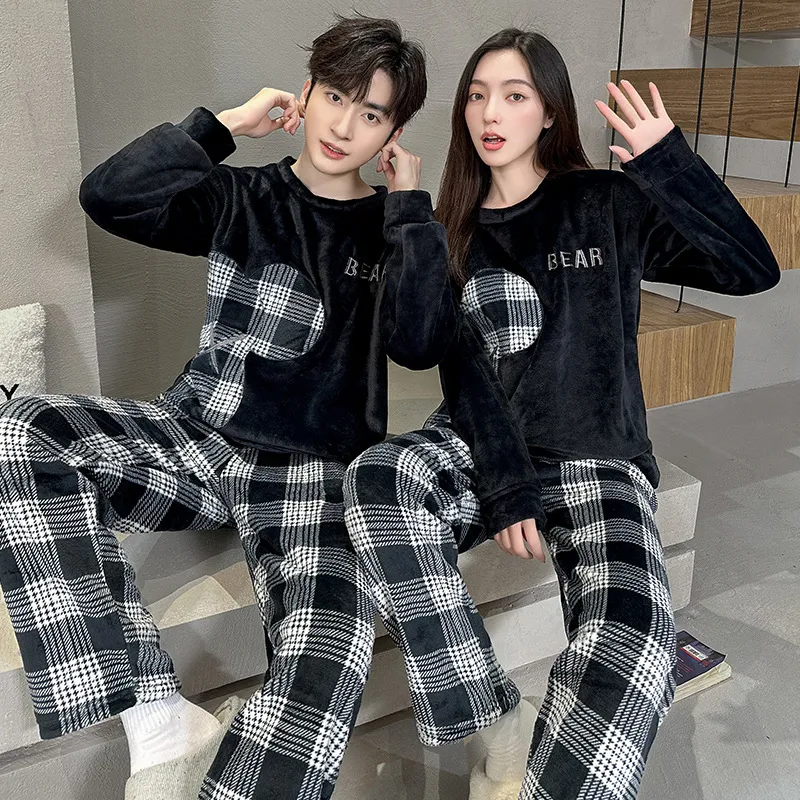 Coral Fleece Couple Plus Size Pajamas For Women — photo 3