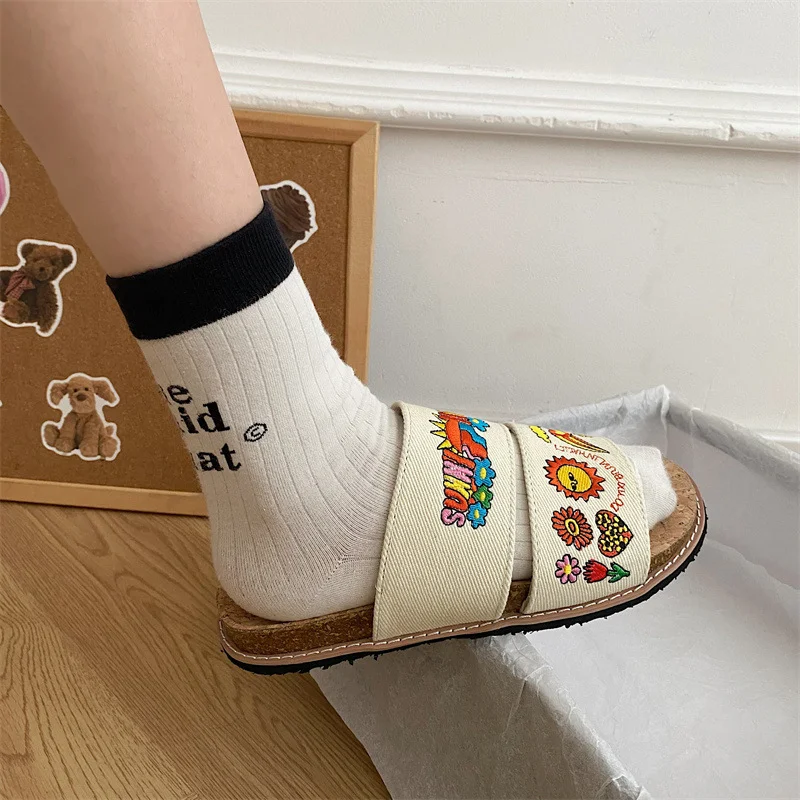 Women's Cork Sole Summer Embroidered Sandals Comfortable and stylish footwear for warm weather Breathable and elegant Pe — photo 8