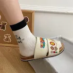 Women's Cork Sole Summer Embroidered Sandals Comfortable and stylish footwear for warm weather Breathable and elegant Pe — photo 8