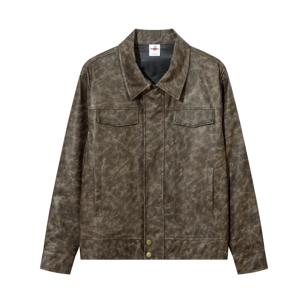 Title 8, Mens Contrast Color Textured PU Leather Coat o...