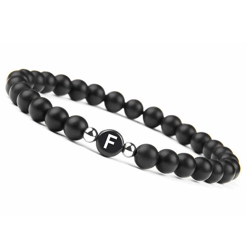Pulseira de letras em ágata natural fosca de 6MM, um acessório elegante e personalizado para expressar seu estilo único. — foto 19