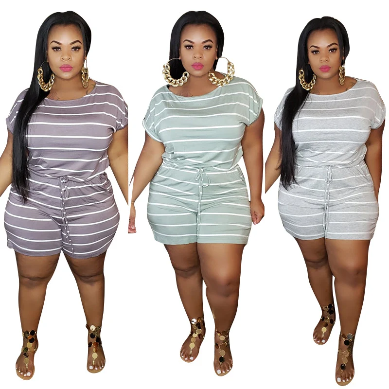 Title 16, Loose Fit Striped Digital Print Womens Jumpsuit
