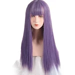 Parrucca moda europea e americana, con frangia aria, capelli lunghi e lisci. Per un look alla moda, elegante e naturale per ogni occasione. — foto 9