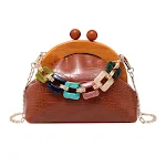Women's Trendy Fashion Art Fan Guofeng Bags, Ethnic Chain Bags, Portable Wooden PU. A stylish and practical bag for ever — photo 3