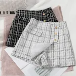 Veelzijdige leeftijdverlagende onregelmatige plaid rokbroek, Koreaanse versie, high waist tweed shorts, wijde pijpen broek, rechte broek. — foto 5