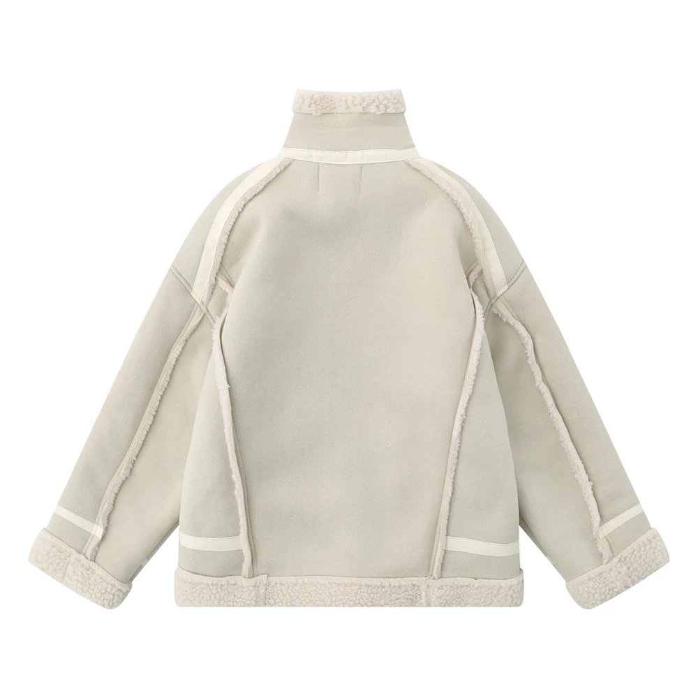 Casaco acolchoado de algodão com gola alta, lã de cordeiro e costura de pele, para aquecer e adicionar estilo ao seu guarda-roupa. — foto 12