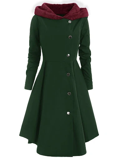 Title 5, Retro Hooded Windbreaker Long Slim Slimming Coat