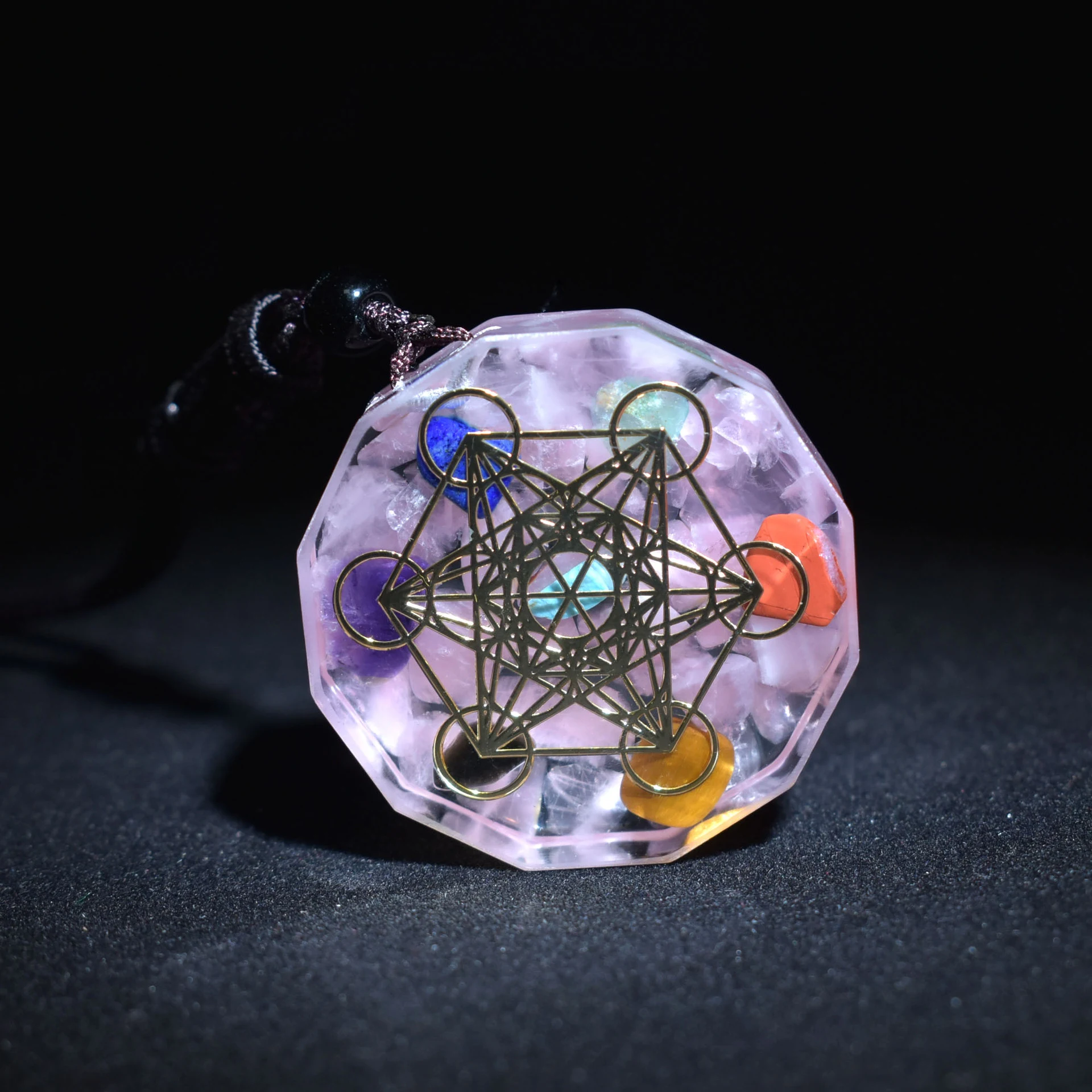 Crystal Gem Chakra Reiki Healing Energy Orgonite Necklace, promotes balance, well-being, and spiritual alignment with cr — photo 4