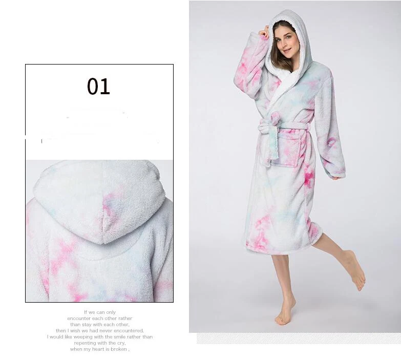 Title 7, Robe Ladies Pajamas Couples Home Tie-Dye Bathrobes