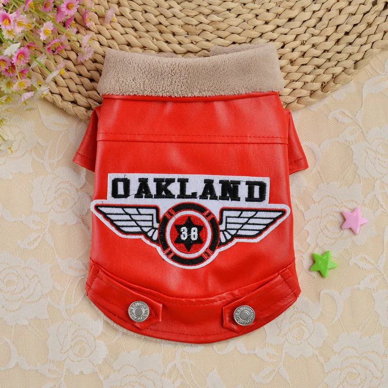 Title 8, Pet Casual Embroidery Leather Dog Clothes. Styl...