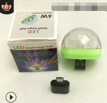 Mini luz de palco com controle de voz, bola mágica RGB USB para celular Android, LED giratório, perfeita para festas, shows e eventos. — foto 4