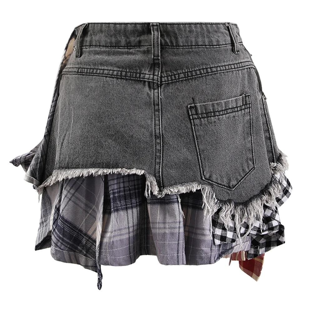Deconstructing Design Sense dames jeansrok onregelmatig, voor een unieke en trendy look, comfortabel en perfect voor verschillende outfits. — foto 1