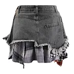 Deconstructing Design Sense dames jeansrok onregelmatig, voor een unieke en trendy look, comfortabel en perfect voor verschillende outfits. — foto 1