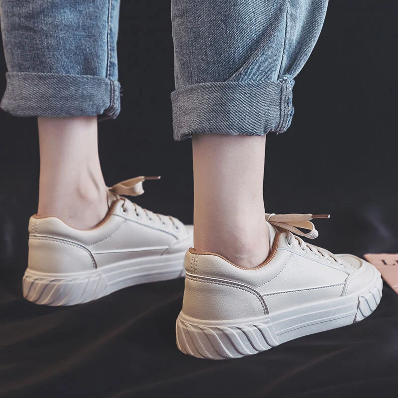 Title 8, White casual flat shoes for women, ins style. C...