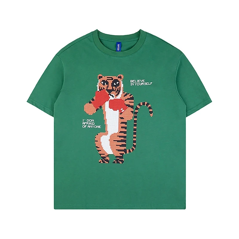 Anime Tiger Printed Loose T-shirt Short Sleeve Men and Women Comfortable and Stylish Summer Wear Casual Graphic Tee — photo 4
