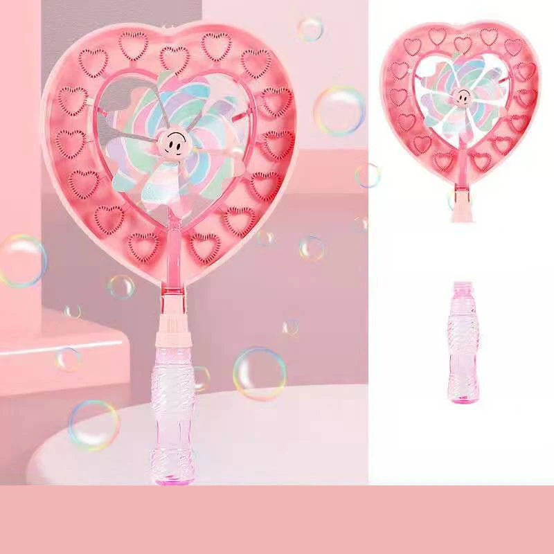 Girly Heart Bubble Wand with Five Holes for Multiple Bubbles, Heart-Shaped Pinwheel. Create lots of fun bubbles with thi — photo 3