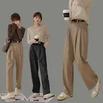 Dames casual broek met hoge taille, losse pasvorm en rechte pijpen. Dun, veelzijdig en perfect voor elke dag. — foto 3