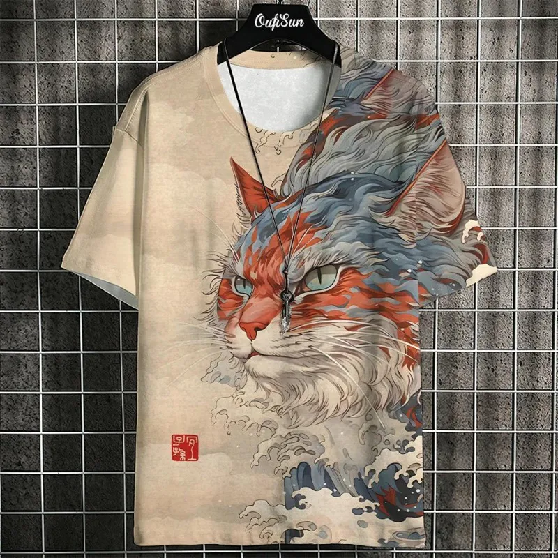 Camiseta de verão masculina com estampa 3D, leve e confortável. Aproveite o design moderno e a sensação fresca para um visual estiloso sob o sol. — foto 1